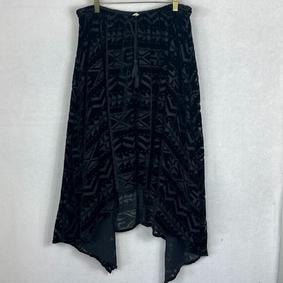 Denim & Supply Ralph Lauren Skirt Women's Size Large Black Burnout Velvet Hi Lo